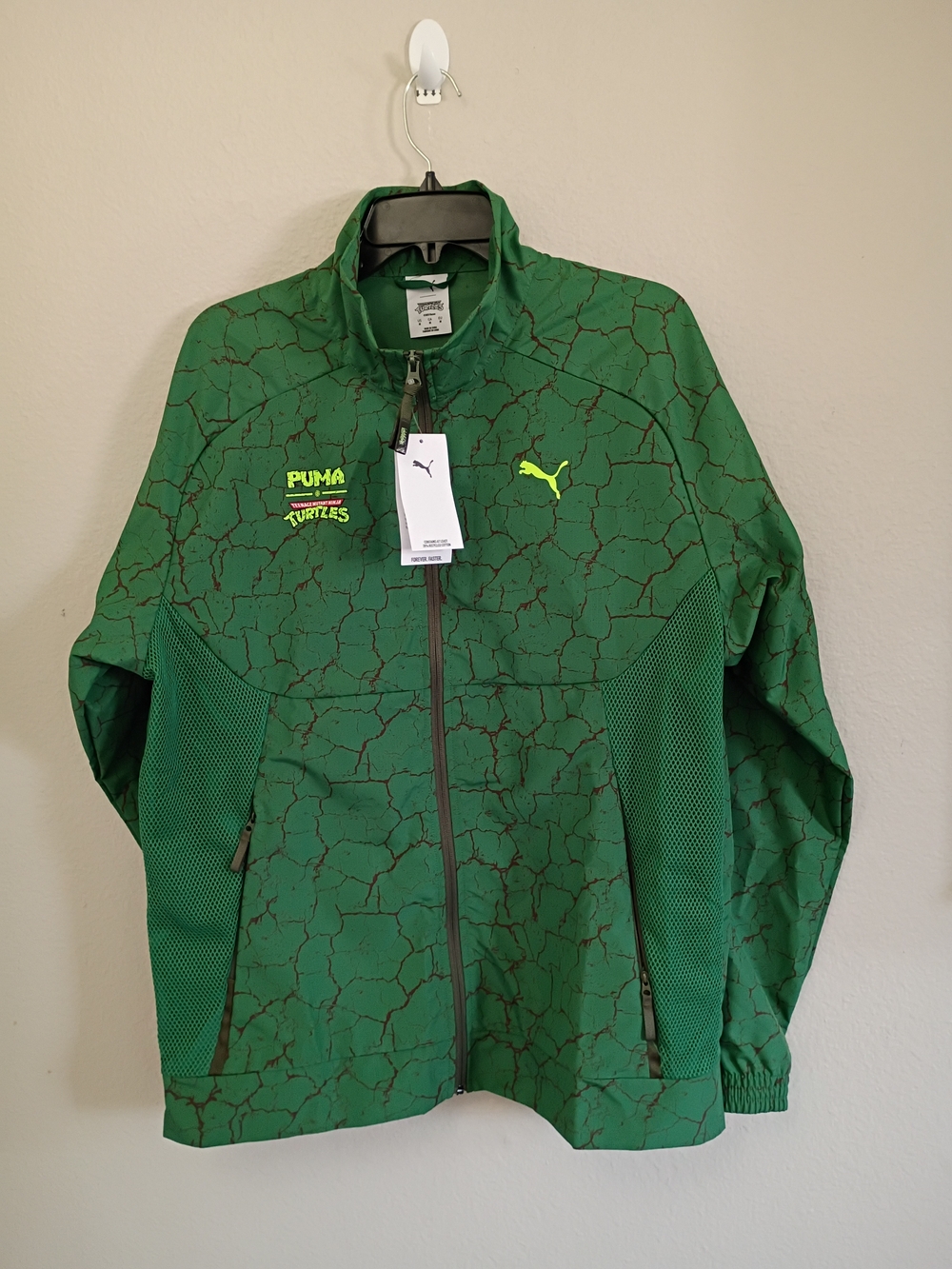 Puma Green Cracked-Print Zip Jacket